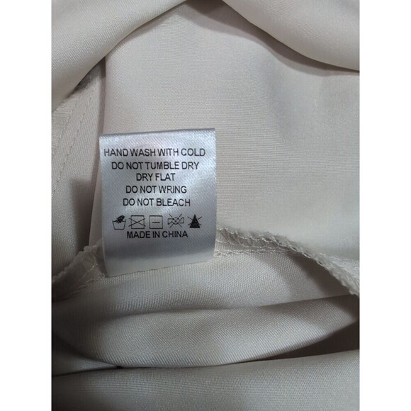 Prom dress Hoco Satin Y2k Crystal Drape Sz S Sequins Beige Maxi Strapless 127 - Picture 10 of 10